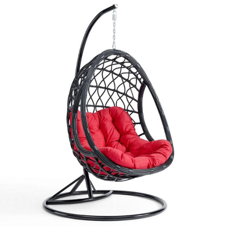 Одноместное подвесное кресло-яйцо из ротанга с подушкой